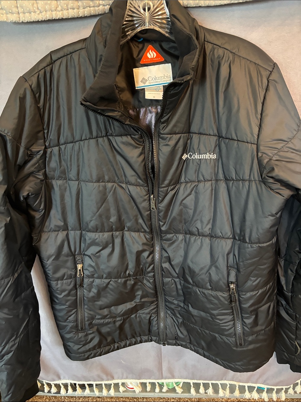 Columbia Black Omni-Heat Quilted Men’s Puffer Jacket, Sz Medium